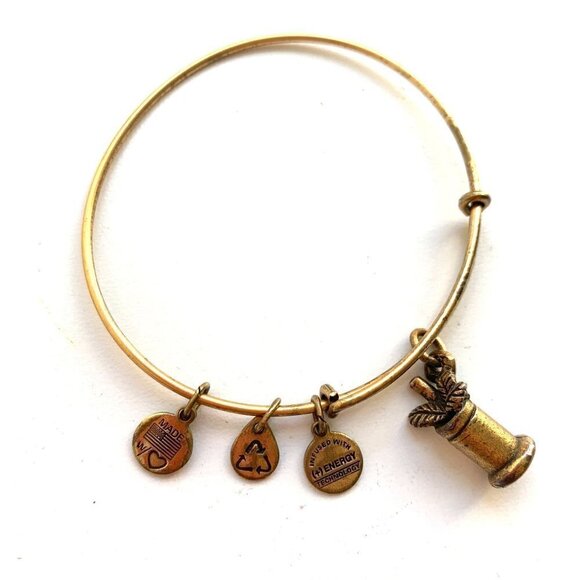 Alex and Ani Mint Julep Charm Bracelet Gold Finish - Expands 2"- 3.5" - Picture 1 of 2